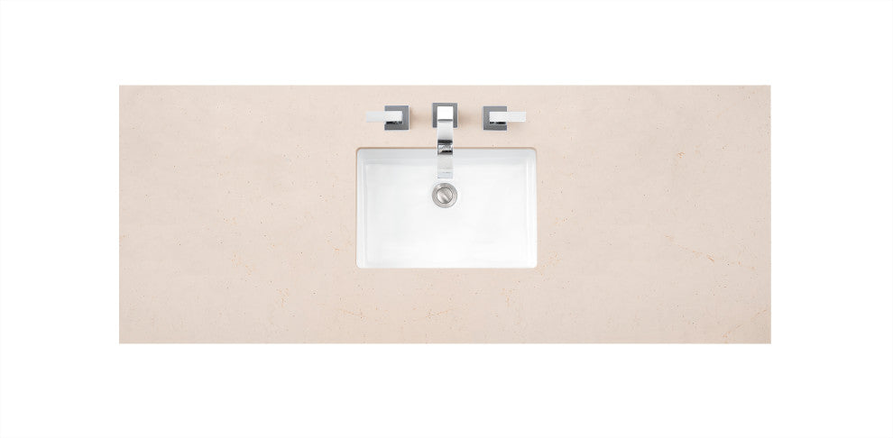 De Soto 60" Single Vanity, Bright White, 3CM Eternal Marfil Quartz Top