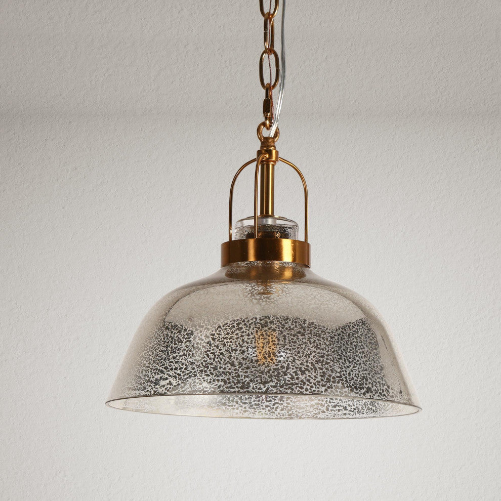 LNC 1-Light Modern Mercury Glass Dome Pendant Light, 11"W