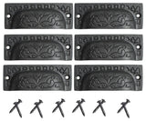 Cabinet or Drawer Bin Pull Black Iron Cup 3 1/2" x 1 1/4" H Renovators Supply