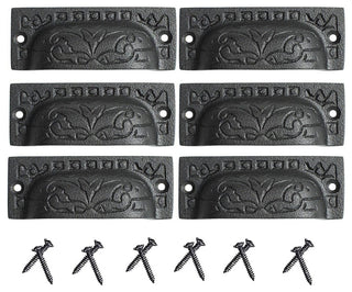 Cabinet or Drawer Bin Pull Black Iron Cup 3 1/2" x 1 1/4" H Renovators Supply