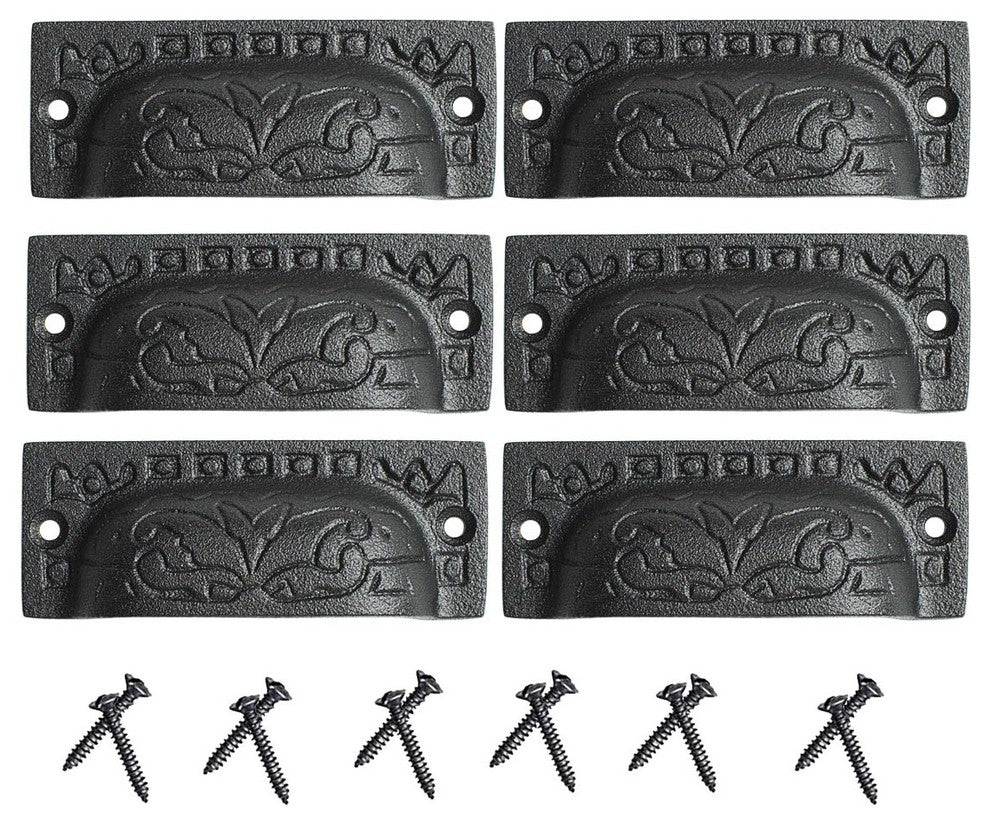 Cabinet or Drawer Bin Pull Black Iron Cup 3 1/2" x 1 1/4" H Renovators Supply
