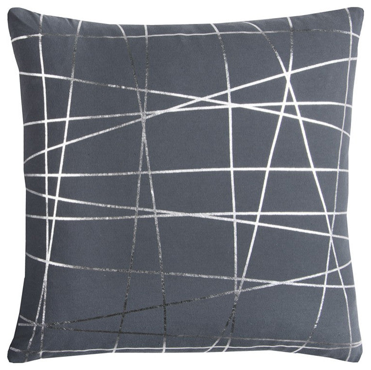 Gray Silver Contemporary Linework Throw Pillow