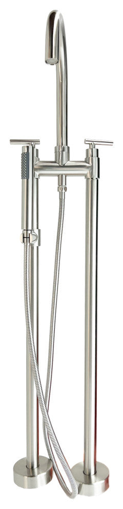 CastelloUSA Saturn Double Handle Clawfoot Tub Filler Faucet, Brushed Nickel, Standard Handle