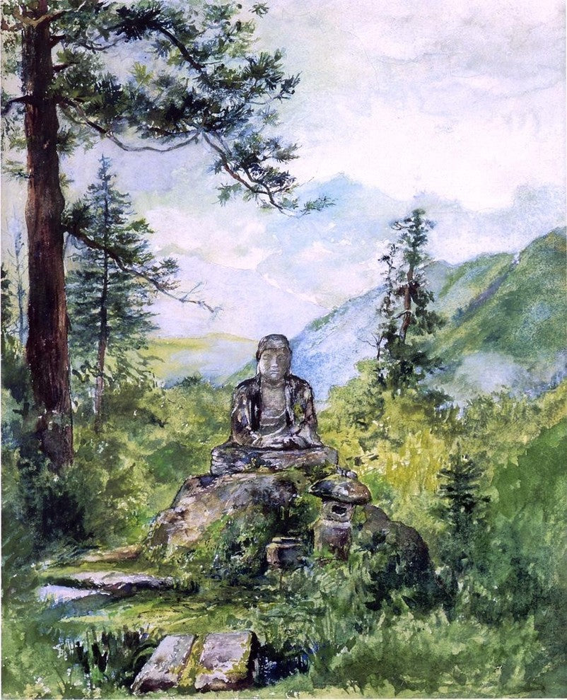John La Farge Statue of Oya-Jizo at Kamanga-Fuchi Nikko. Afternoon Canvas Wrap