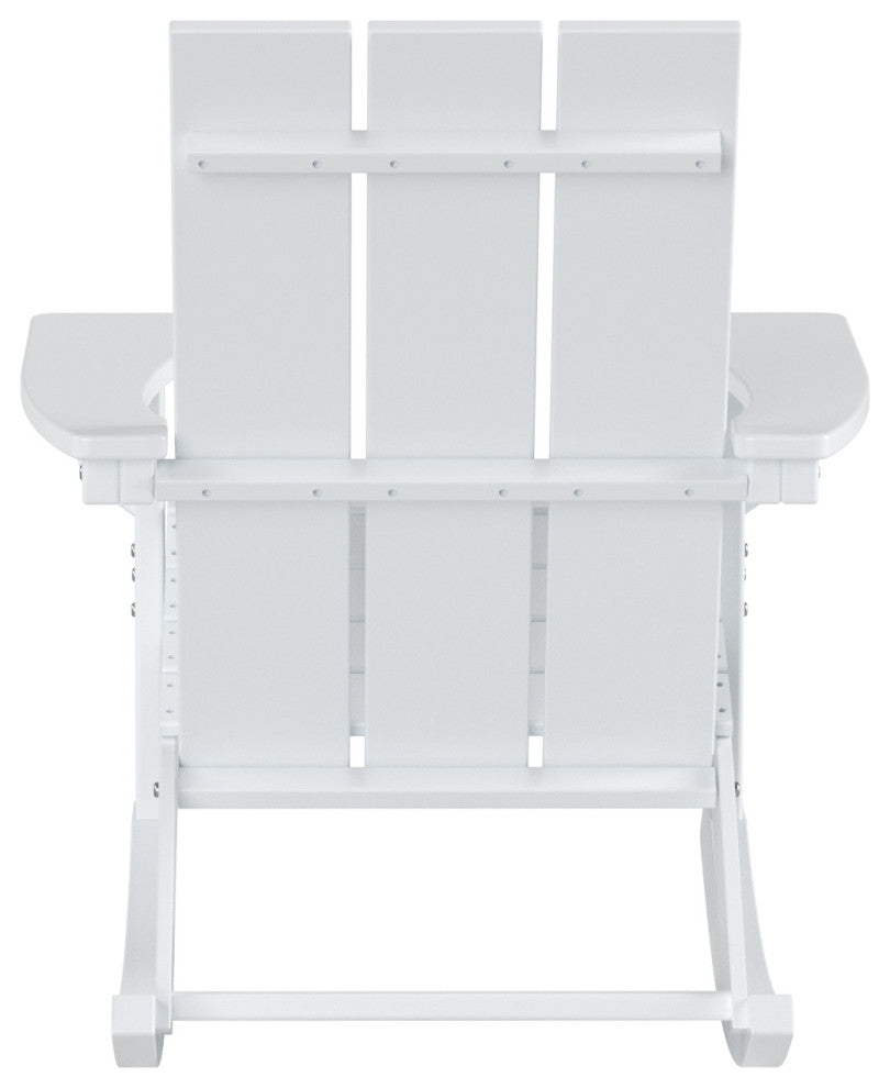WestinTrends 3PC Outdoor Patio Adirondack Rocking Chair, Side Table Set, White