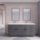 Rosa 72" Free Standing Modern Vanity, High Gloss Gray, Glossy White Top