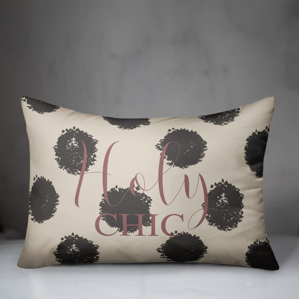 Holy Chic Black Polka Dots on White 20x14 Spun Poly Pillow