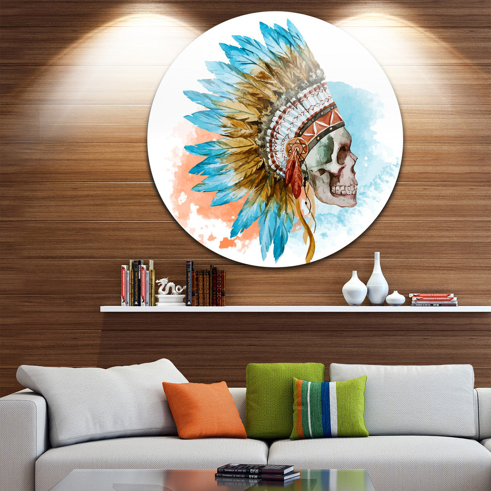 Ethnic Skull, Digital Round Wall Art, 23"