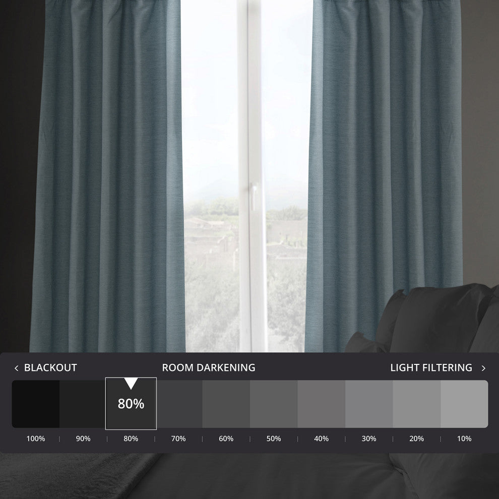 Bellino Blackout Room Darkening Single Panel Curtain, Gulf Blue, 50"x63"