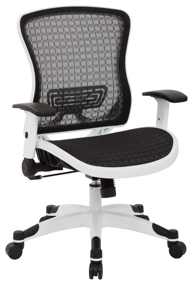 Office Chair, Breathable Seat & Back With Adjustable Lumbar Support, White/Black