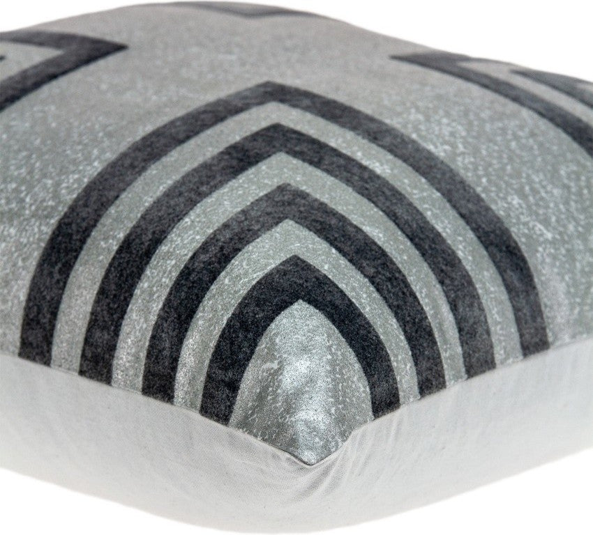 20" X 7" X 20" Transitional Gray Cotton Accent Pillow Cover With Poly Insert