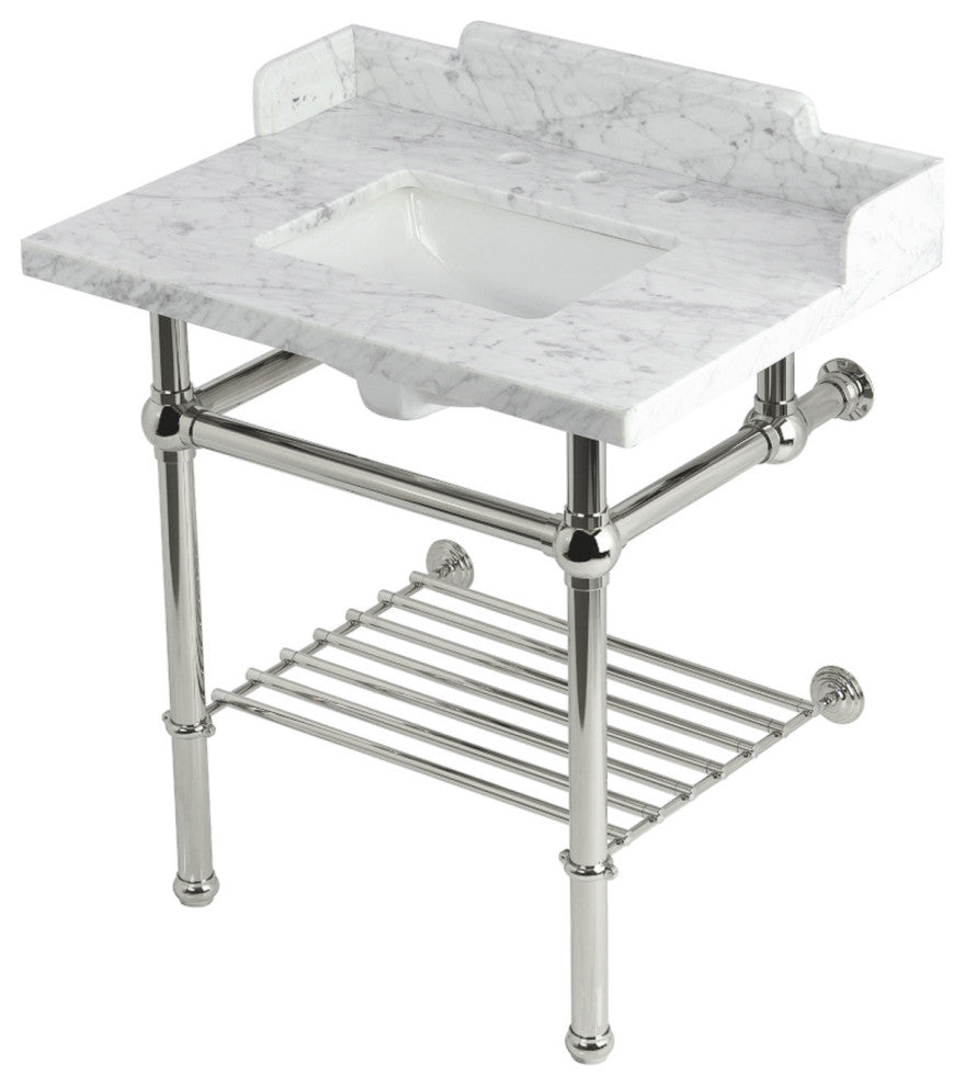 LMS3030MBSQB6 30" Console Sink with Brass Legs (8-Inch, 3 Hole)