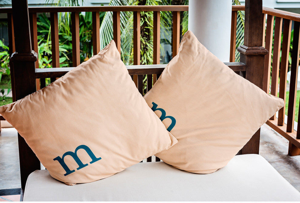 20" x 20" Modern Monogram Indoor/Outdoor Polyester Throw Pillow, Autumn Blue