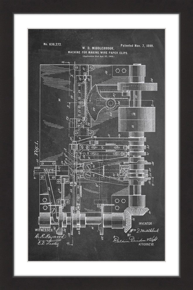 "Paper Clip 1899 Chalk" Framed Painting Print