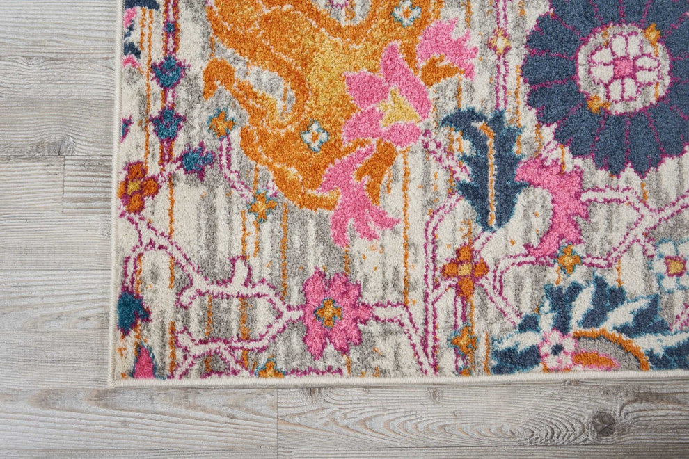 8 x 10 Gray and Pink Distressed Area Rug