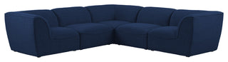 Miramar Linen Textured Fabric  5-Piece Modular L-Shaped Sectional, Navy