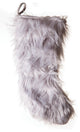 Faux Fur Christmas Stocking, Mongolian Long Hair Silver