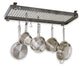 Handcrafted 36" Rectangle Flush Mounted Ceiling Rack w 12 Hooks Hammered Steel