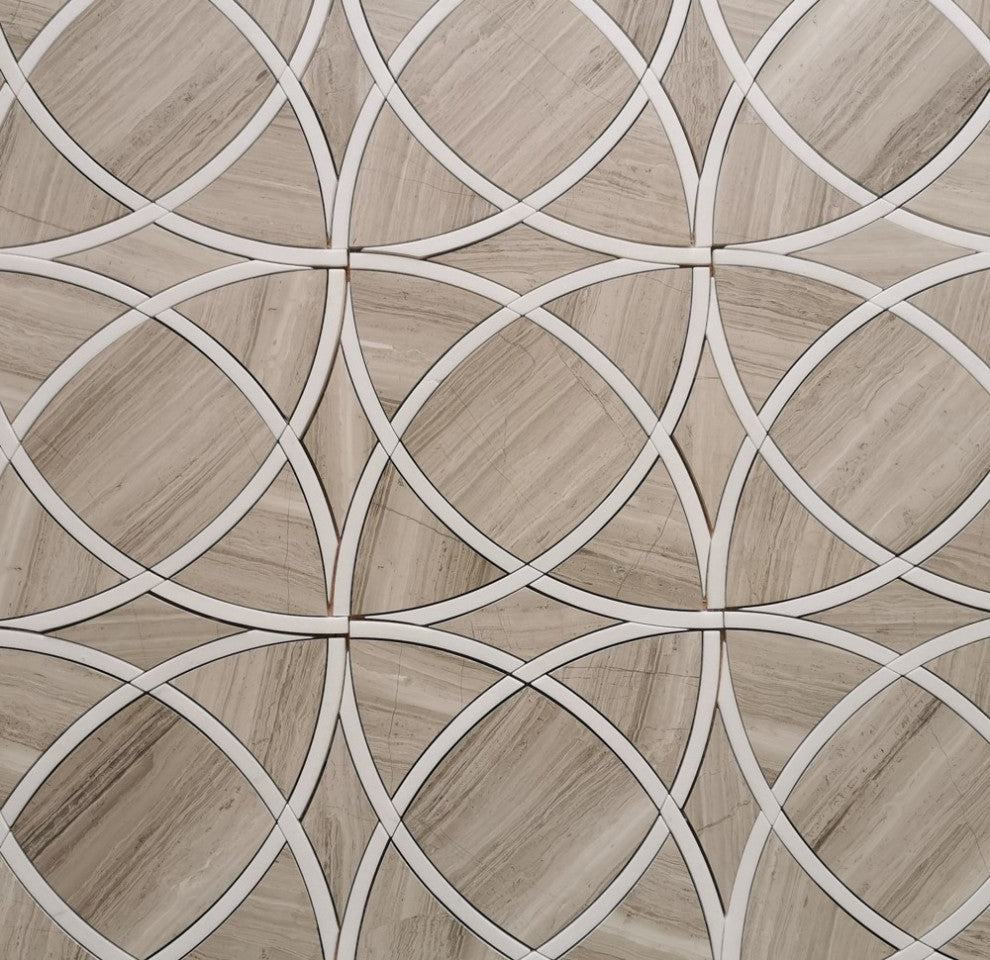 Athens Silver Cream Marble Celtic Waterjet Mosaic Tile Thassos White, 1 sheet