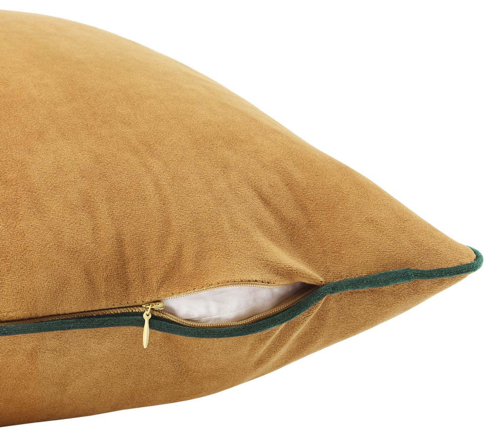 Accent Throw Pillow, Velvet, Brown Green, Modern, Living Lounge Hospitality