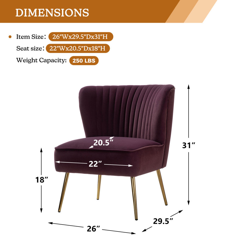 Velvet Accent Dining Chair, Purple