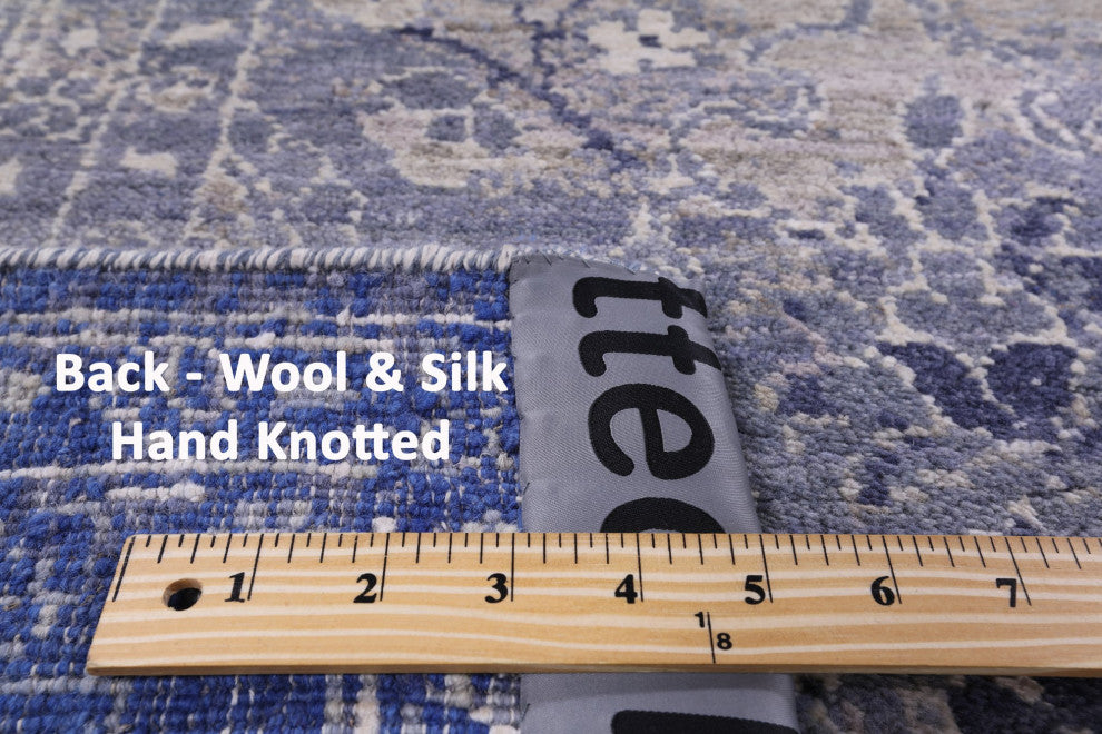 Hand-Knotted Persian Wool and Silk Rug 7' 11" X 10' 5" Q6253