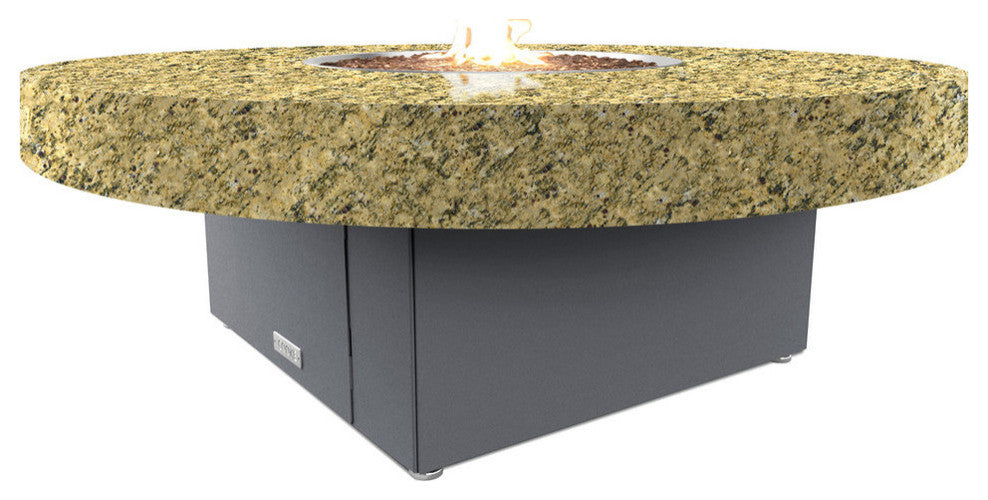 Circular Fire Pit Table, 48 D, Propane, Santa Cecillia Top, Gray