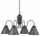 Wood and Punched Tin Chandelier, Black