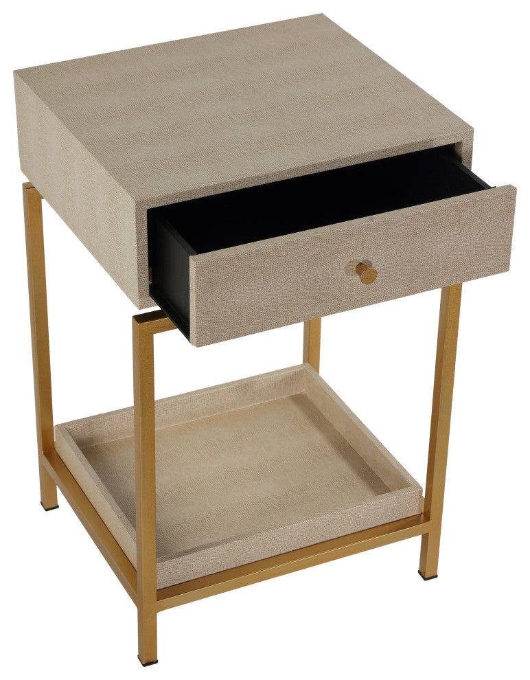Cortesi Home Everett End Table, Wooden With Iron Frame