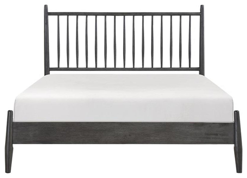Pemberly Row Contemporary Wood Full Size Platform Bed in Gray