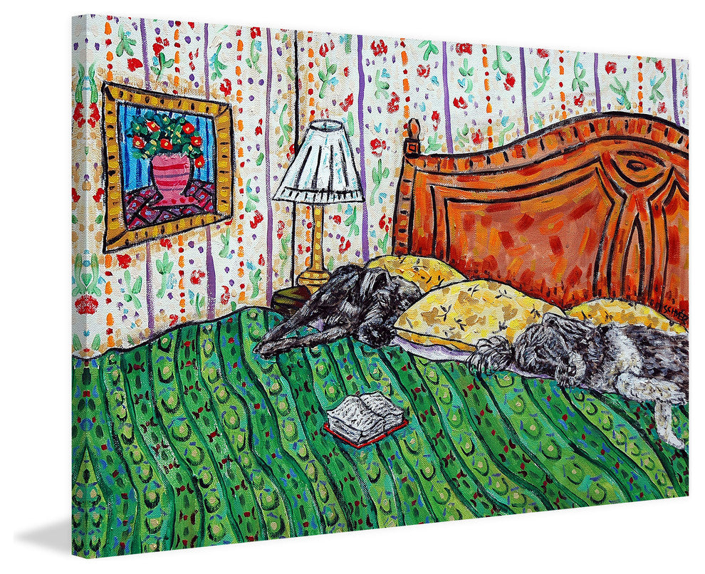 "Sleeping Dogs" Painting Print on Wrapped Canvas, 18"x12"