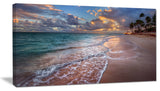 Palm Trees on Clear Sandy Beach, Seashore Canvas Art Print, 32"x16"
