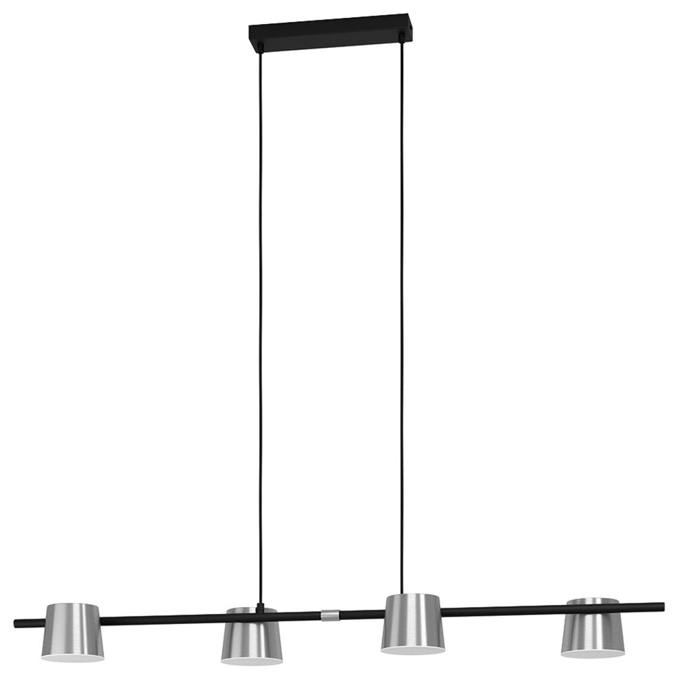 Altamira 4-Light Linear Pendant, Structured Black Finish, Matte Nickel Shade