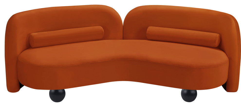 Daphne Upholstered Chair/Loveseat/Sofa, Cognac, Velvet, Sofa