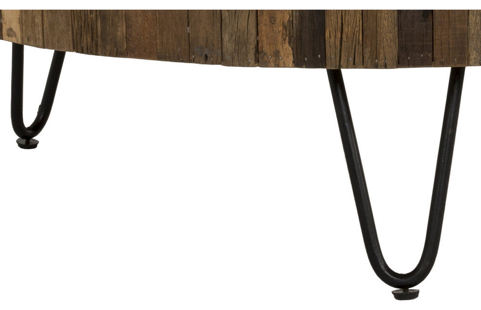 Benzara BM286506 Coffee Table, Reclaimed Wood, Hairpin Legs, Brown and Black