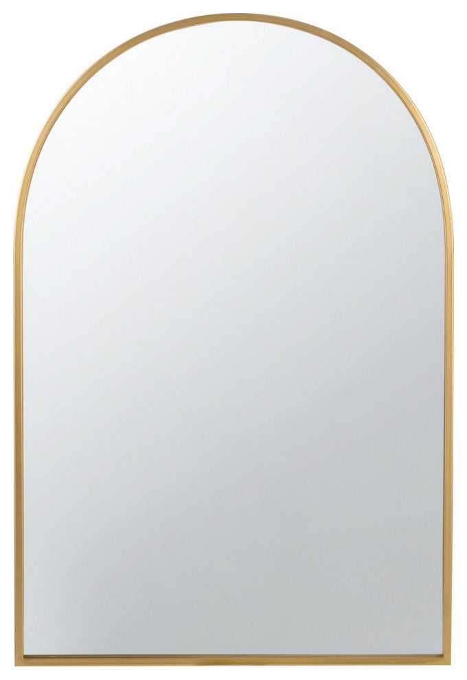 Cod 36 Inch Wall Mounted Mirror, Wide Arched Design Gold Metal Frame
