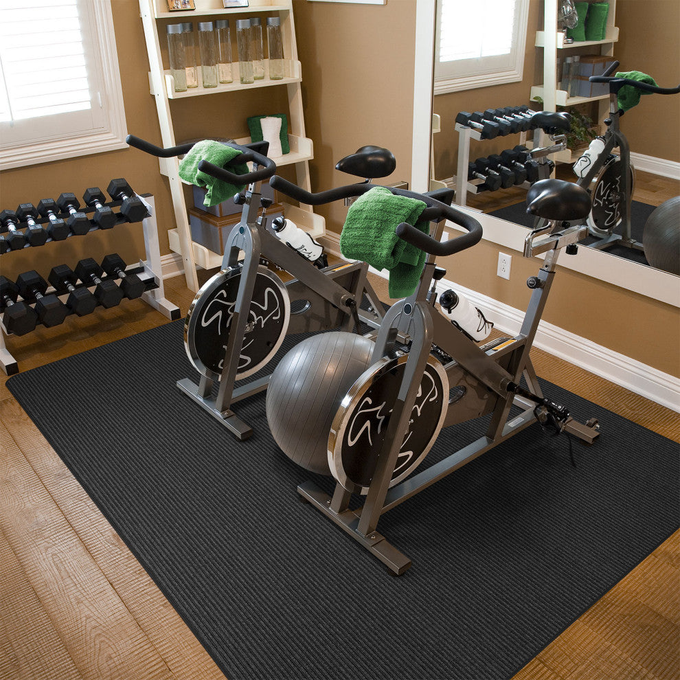 Indoor/Outdoor Double-Ribbed Area Rug With Skid-Resistant Back Black 2' x 3'