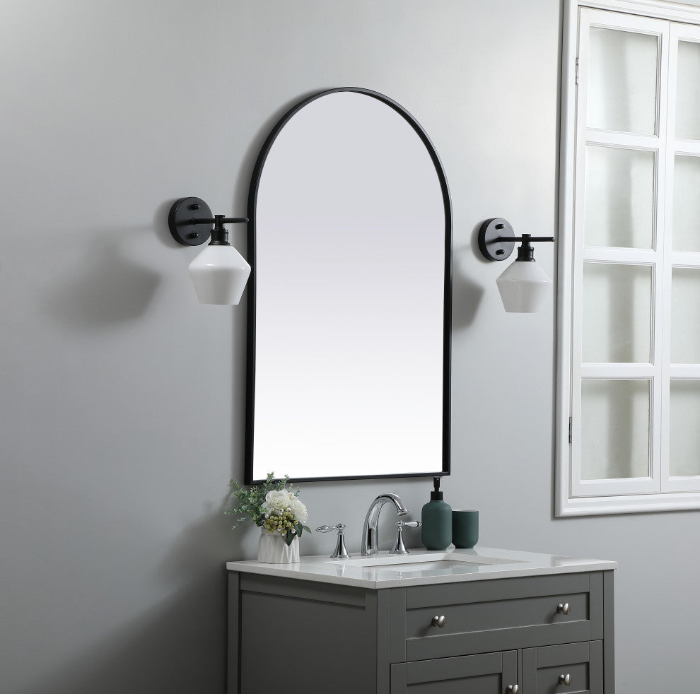 Metal Frame Arch Mirror 27X40 Inch, Black