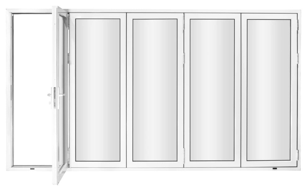 Patio Bi-Fold Door Open Left to Right 144"x80", White Color, Low E Glass