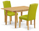 3Pc 42/53.5" Table, Pair Of Parson Chair, Pu Leather Color Autumn Green