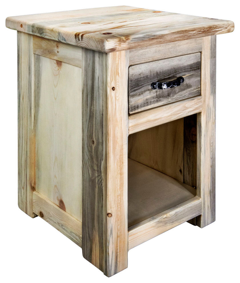 Big Sky Collection Rugged Sawn One Drawer Nightstand, Natural, 25"H