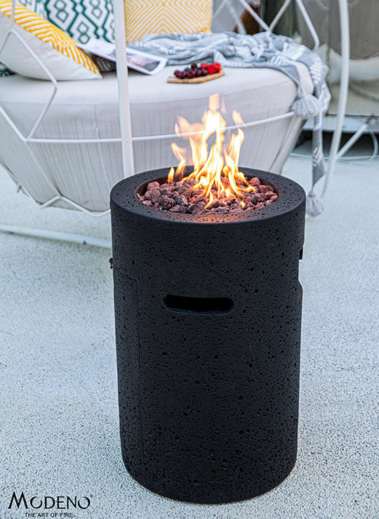 Lava Tube Black Concrete 28" Tall Fire Column by Modeno