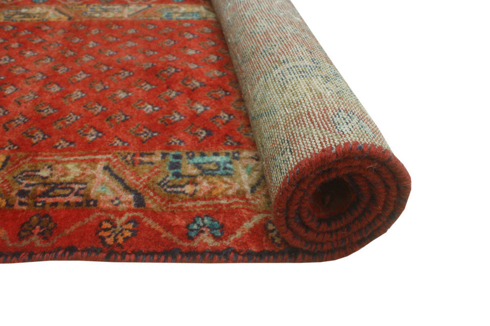 Fine Vintage Distressed Sacide Red/Navy Runner, 2'5x10'5