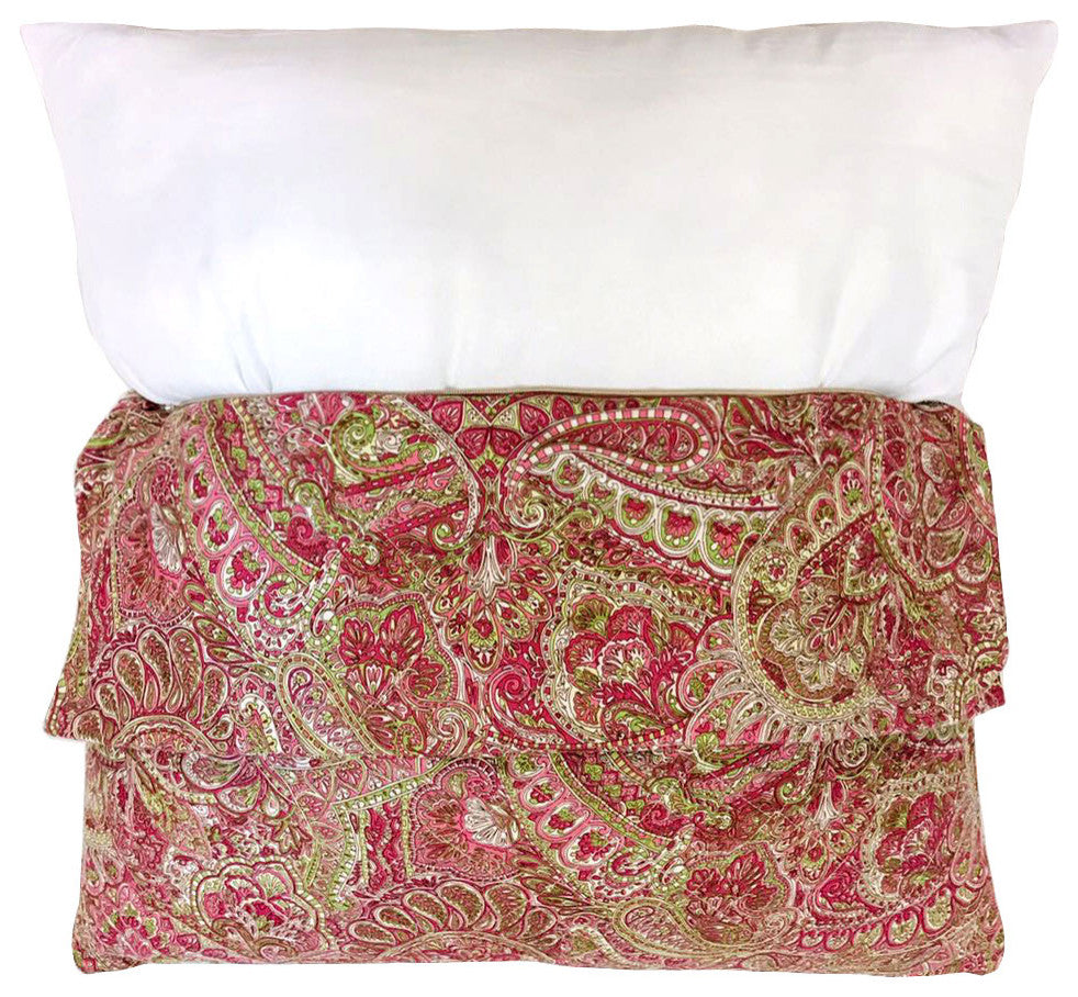 Paisley Suede 4 Piece Pillow Shell Set, Pink Lime, 20"x20"