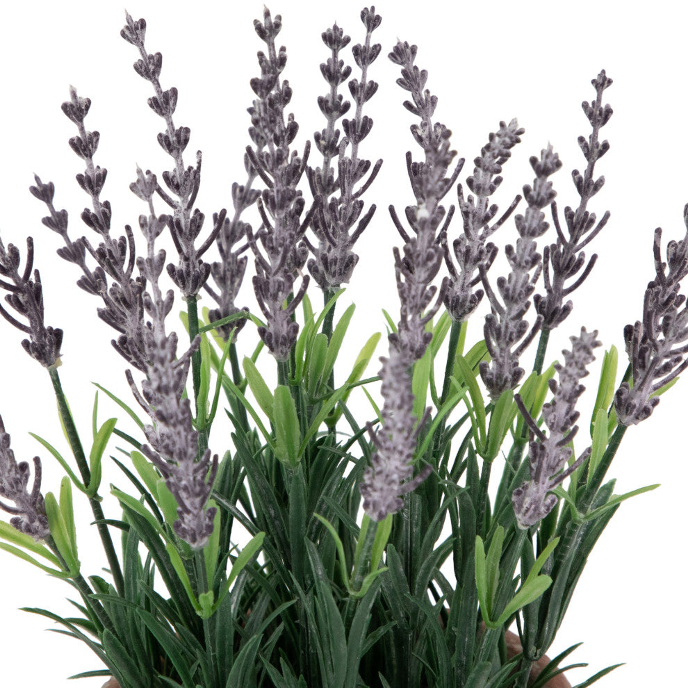 10" Artificial Lavender and Leaves, Weathered Pot