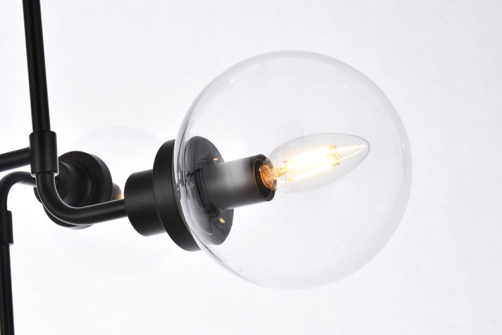 Helen 8-Light Pendant, Black With Clear Shade