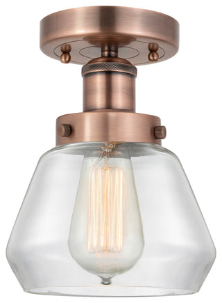 Fulton-1 Light 7" Semi-Flush Mount-Antique Copper, Clear Glass Shade