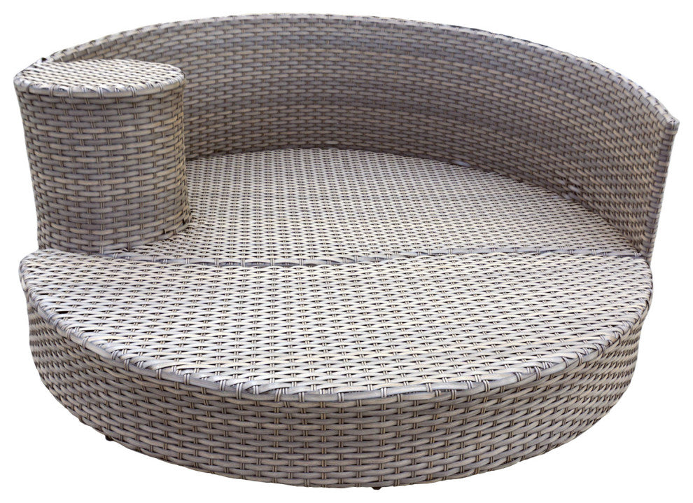 Monterey Circular Sun Bed, Outdoor Wicker Patio Furniture Wheat