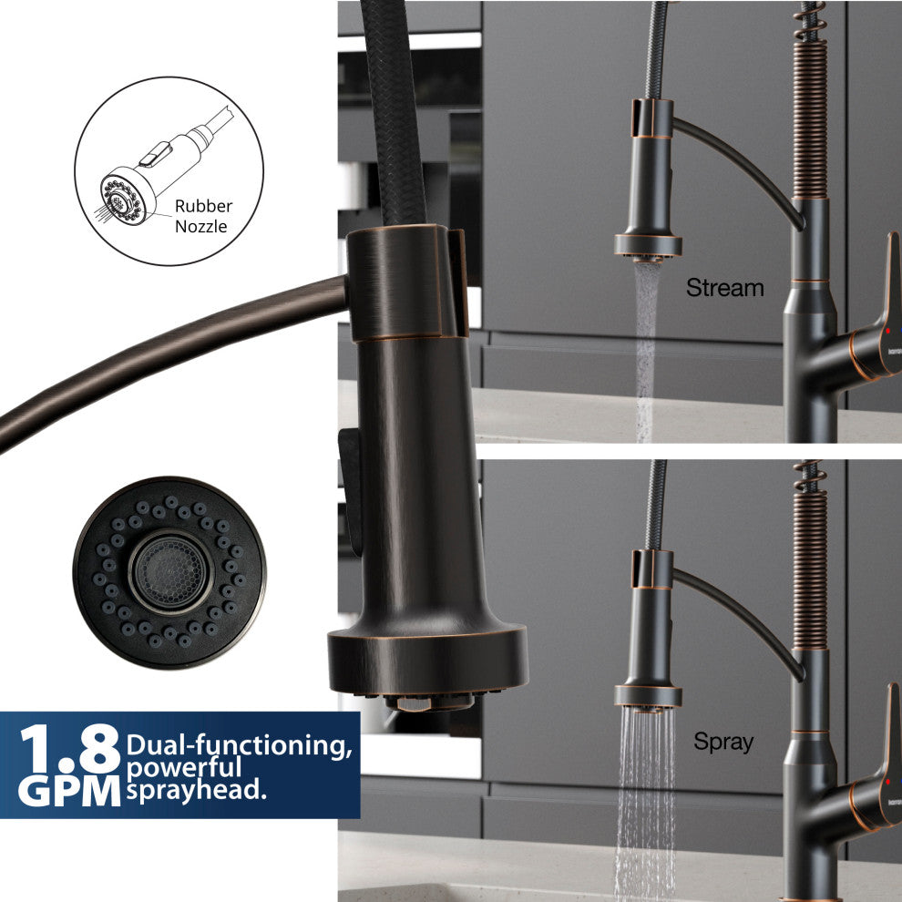 Karran Single-Handle Pull-Down Sprayer Kitchen Faucet, Oil Rubbed Bronze