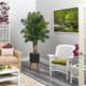 70" Areca Palm Artificial Tree, Black Planter With Stand